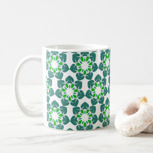 Blattmuster, Muster aus Blättern, grüne Blätter Kaffeetasse