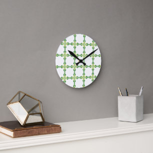 Blattmuster, Muster aus Blättern, grüne Blätter Runde Wanduhr