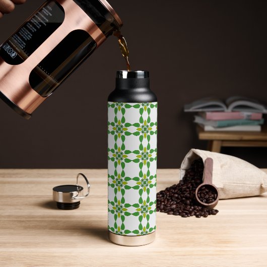 Blattmuster, Muster aus Blättern, grüne Blätter Trinkflasche (Kaffee)
