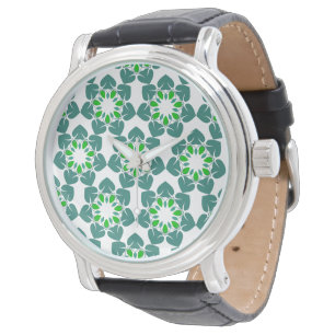 Blattmuster, Muster von Blätter, grüne Blätter Armbanduhr