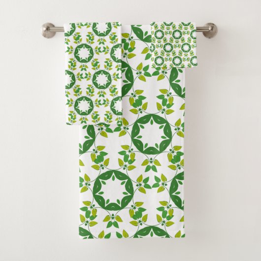 Blattmuster, Muster von Blätter, grüne Blätter Badhandtuch Set (Insitu)
