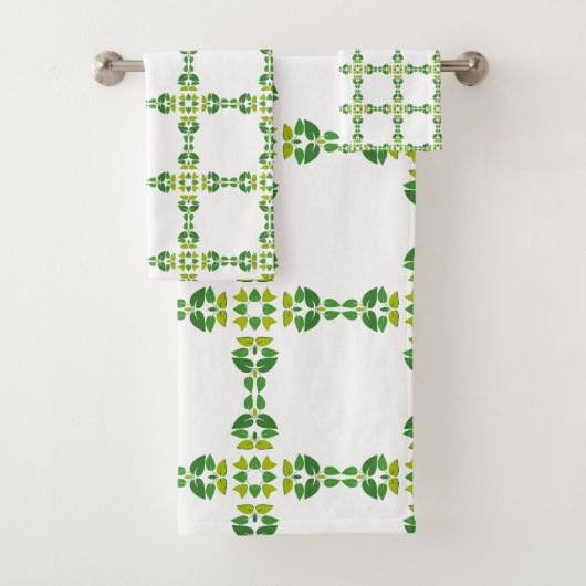 Blattmuster, Muster von Blätter, grüne Blätter Badhandtuch Set (Insitu)