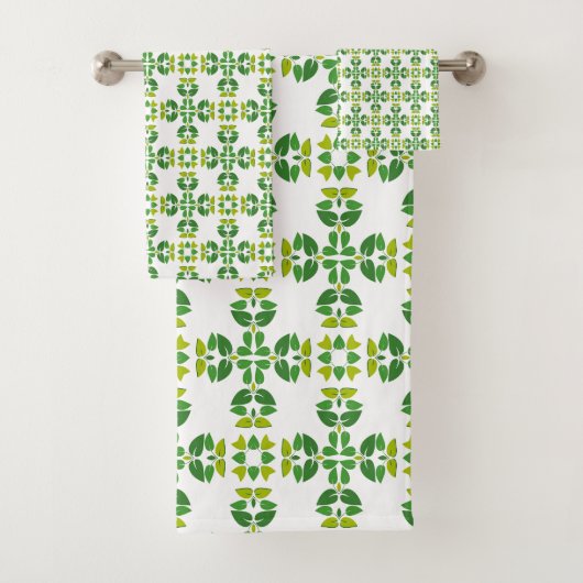 Blattmuster, Muster von Blätter, grüne Blätter Badhandtuch Set (Insitu)