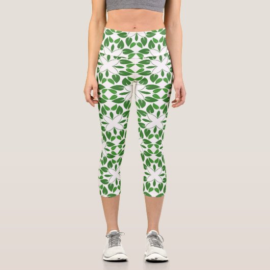 Blattmuster, Muster von Blätter, grüne Blätter Capri Leggings (Vorderseite)