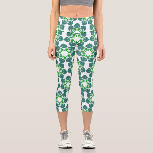 Blattmuster, Muster von Blätter, grüne Blätter Capri Leggings (Vorderseite)