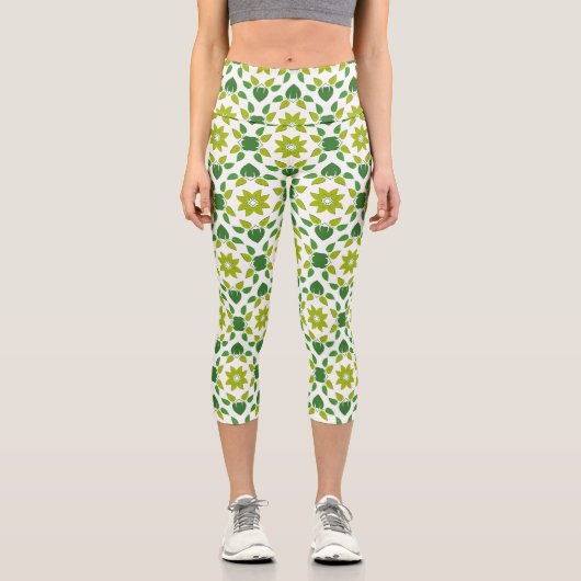 Blattmuster, Muster von Blätter, grüne Blätter Capri Leggings (Vorderseite)