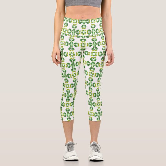 Blattmuster, Muster von Blätter, grüne Blätter Capri Leggings (Vorderseite)