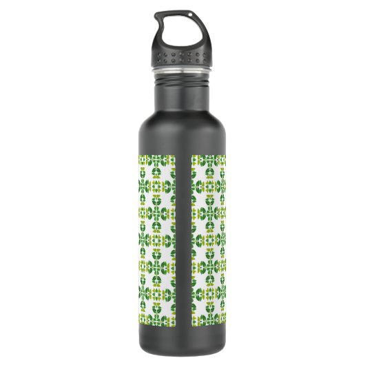 Blattmuster, Muster von Blätter, grüne Blätter Edelstahlflasche (Rückseite)