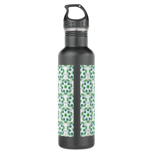 Blattmuster, Muster von Blätter, grüne Blätter Edelstahlflasche (Rückseite)