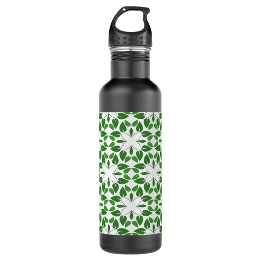 Blattmuster, Muster von Blätter, grüne Blätter Edelstahlflasche (Vorderseite)