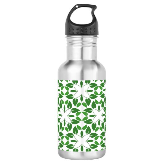 Blattmuster, Muster von Blätter, grüne Blätter Edelstahlflasche (Vorderseite)
