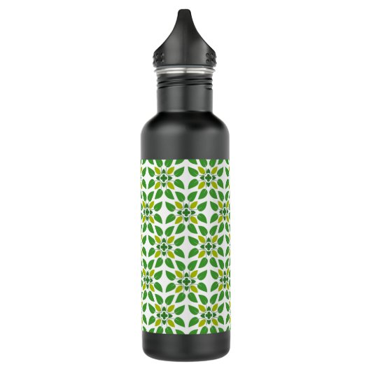 Blattmuster, Muster von Blätter, grüne Blätter Edelstahlflasche (Links)