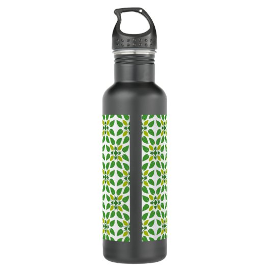 Blattmuster, Muster von Blätter, grüne Blätter Edelstahlflasche (Rückseite)