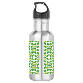 Blattmuster, Muster von Blätter, grüne Blätter Edelstahlflasche (Rückseite)