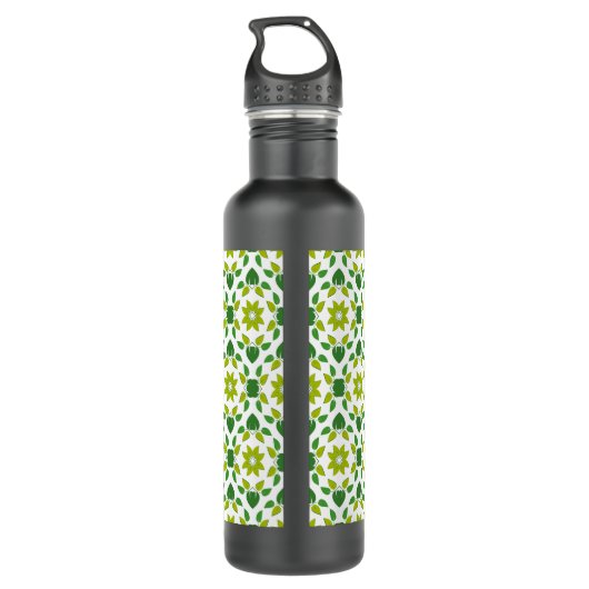 Blattmuster, Muster von Blätter, grüne Blätter Edelstahlflasche (Rückseite)