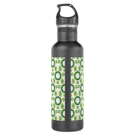 Blattmuster, Muster von Blätter, grüne Blätter Edelstahlflasche (Rückseite)