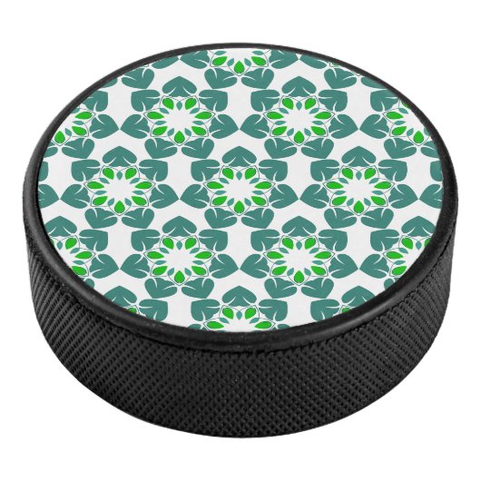 Blattmuster, Muster von Blätter, grüne Blätter Eishockey Puck (3/4)