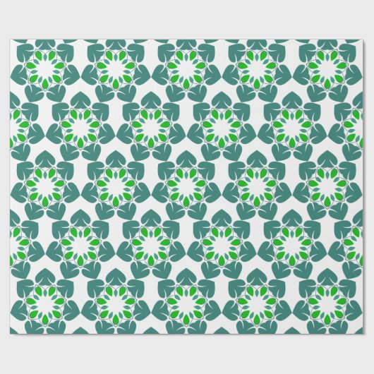 Blattmuster, Muster von Blätter, grüne Blätter Geschenkpapier (Flach)