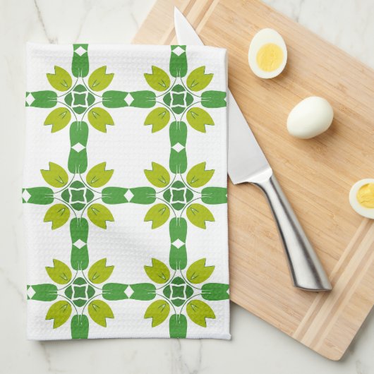 Blattmuster, Muster von Blätter, grüne Blätter Geschirrtuch (Viertel Falte)