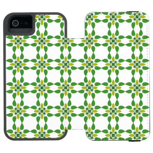 Blattmuster, Muster von Blätter, grüne Blätter Incipio iPhone Geldbeutel-Hülle (Folio Geöffnet)