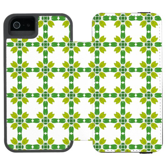 Blattmuster, Muster von Blätter, grüne Blätter Incipio iPhone Geldbeutel-Hülle (Folio Geöffnet)