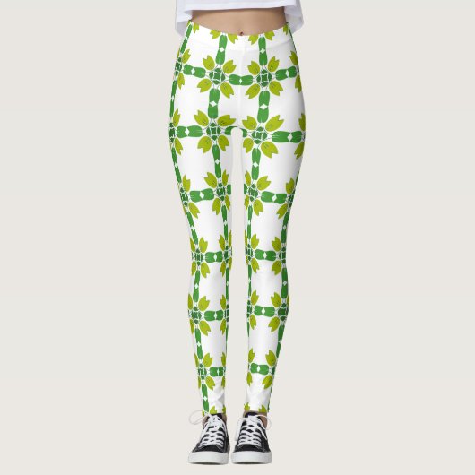 Blattmuster, Muster von Blätter, grüne Blätter Leggings (Vorderseite)