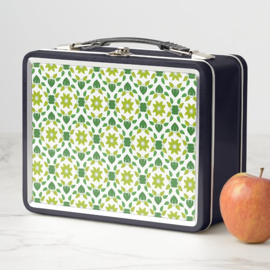 Blattmuster, Muster von Blätter, grüne Blätter Metall Brotdose (Beispiel)