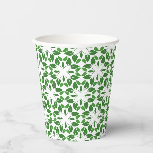 Blattmuster, Muster von Blätter, grüne Blätter Pappbecher (Vorderseite)