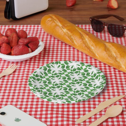 Blattmuster, Muster von Blätter, grüne Blätter Pappteller (Picknick)