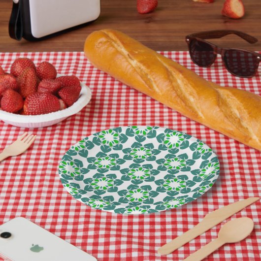 Blattmuster, Muster von Blätter, grüne Blätter Pappteller (Picknick)