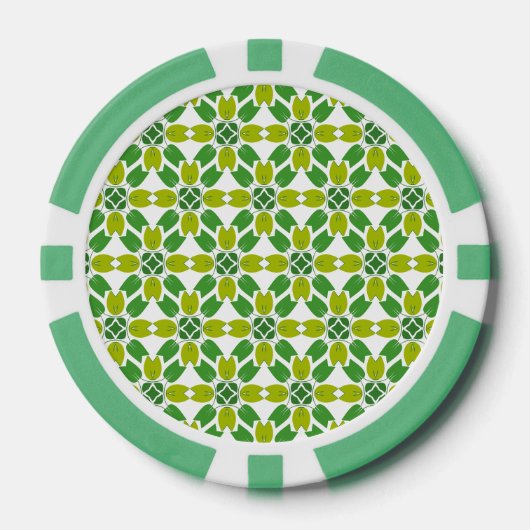 Blattmuster, Muster von Blätter, grüne Blätter Pokerchips (Vorderseite)