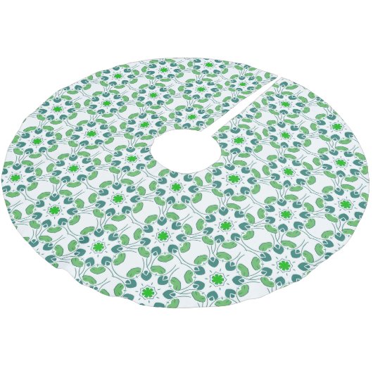 Blattmuster, Muster von Blätter, grüne Blätter Polyester Weihnachtsbaumdecke (Schrägansicht)