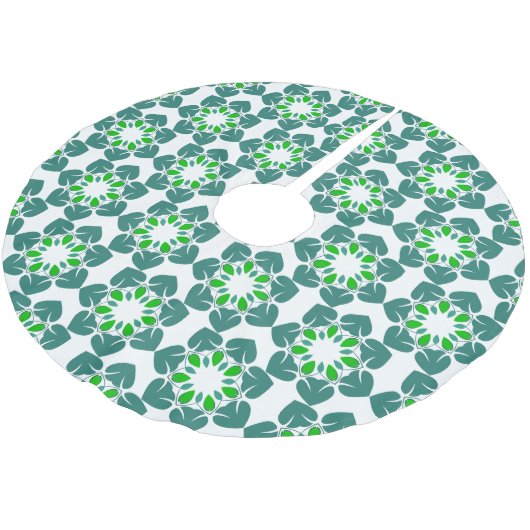 Blattmuster, Muster von Blätter, grüne Blätter Polyester Weihnachtsbaumdecke (Schrägansicht)