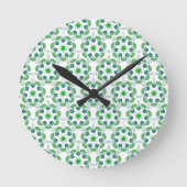 Blattmuster, Muster von Blätter, grüne Blätter Runde Wanduhr (Vorderseite)