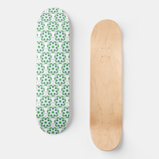 Blattmuster, Muster von Blätter, grüne Blätter Skateboard (Vorderseite)