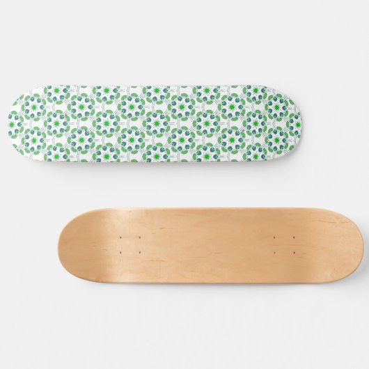Blattmuster, Muster von Blätter, grüne Blätter Skateboard (Horizontal)