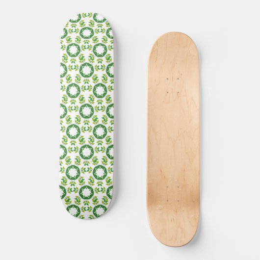 Blattmuster, Muster von Blätter, grüne Blätter Skateboard (Vorderseite)