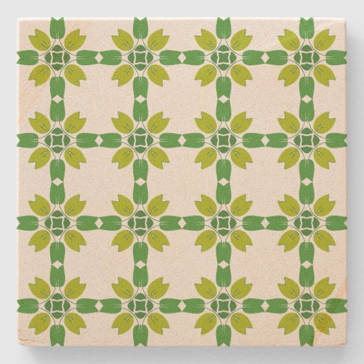 Blattmuster, Muster von Blätter, grüne Blätter Steinuntersetzer (Vorderseite)