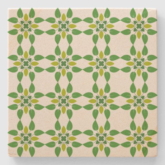 Blattmuster, Muster von Blätter, grüne Blätter Steinuntersetzer (Vorderseite)