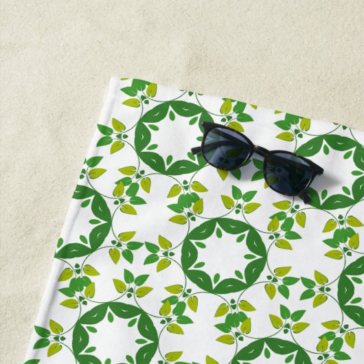 Blattmuster, Muster von Blätter, grüne Blätter Strandtuch (Beispiel)