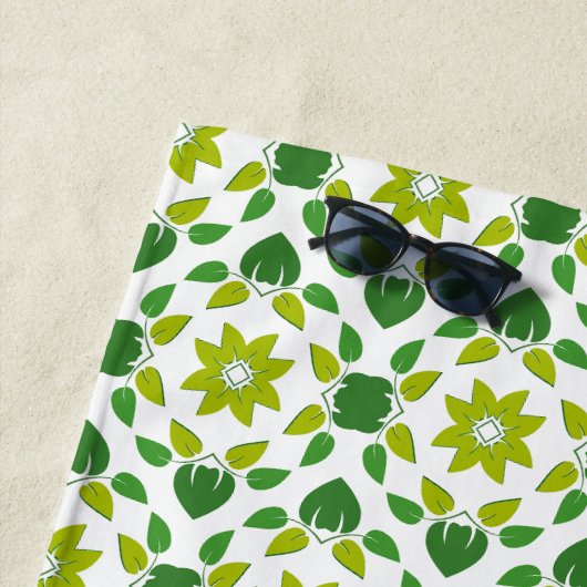 Blattmuster, Muster von Blätter, grüne Blätter Strandtuch (Beispiel)