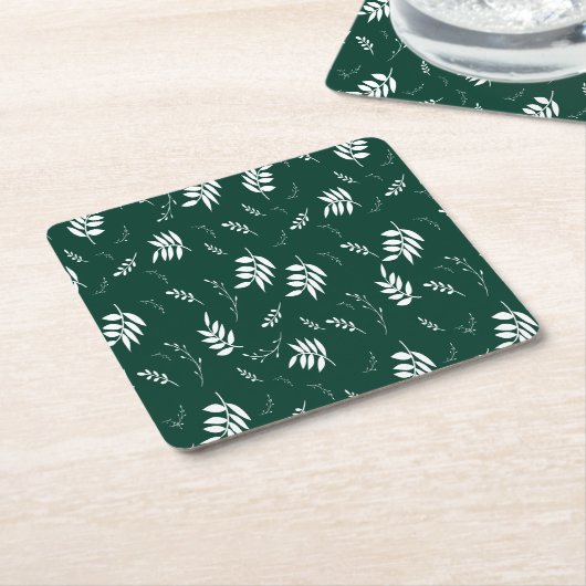 Blattmuster Rechteckiger Pappuntersetzer (angewinkelt)