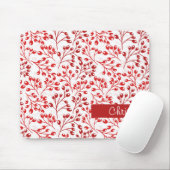 Blattmuster Rot Moderne Elegante Benutzerdefiniert Mousepad (Mit Mouse)