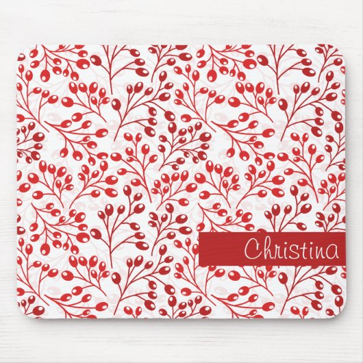 Blattmuster Rot Moderne Elegante Benutzerdefiniert Mousepad (Vorne)