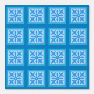 Blattpflanzen mit TIled in Blues und grün Tapete