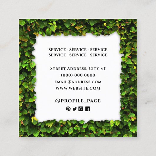 Blattrahmen quadratische visitenkarte (Rückseite)