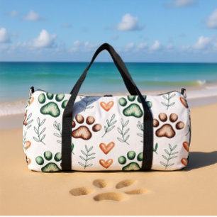 Blattreicher Pfotenabdruck Pet Travel Duffle Bag