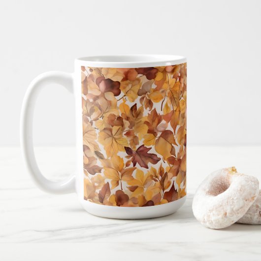 Blattreiches Farbmuster-Design Kaffeetasse (Mit Donut)