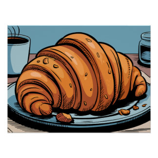 Blättrige Morgen-Croissant-Leckerei Poster