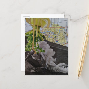 Blättriges UFO kommt für ihre Mode-Collage Postkarte
